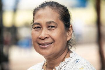 Close-up portrait of a middle-aged Asian woman. natural makeup