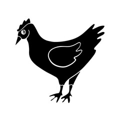 Vector isolated illustration of a chicken silhouette on a white background.