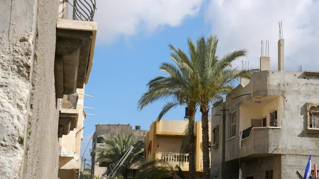 The atmosphere of the city of Rafah on the west bank of Gaza, Palestine. The southern Gaza Strip borders with Egypt.