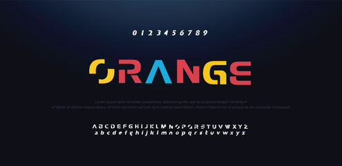 Grange alphabet and tech fonts. Lines font regular uppercase and lowercase. Vector illustration.
