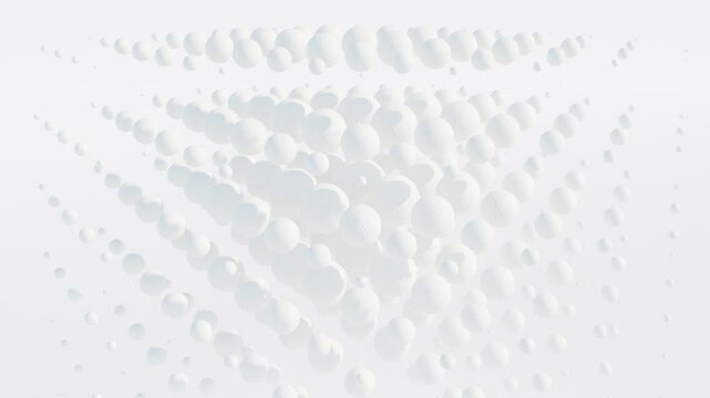 Golf Balls in abstract 3d grid on a white background. Geometric design, Modern render, Sports background