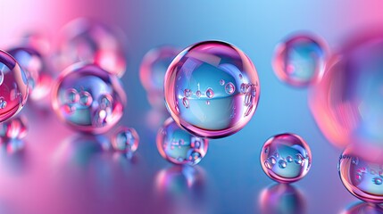 Naklejka premium 3D shiny smooth spheres floating against a gradient background