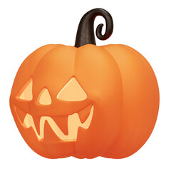 Front view smile Jack O Lantern halloween pumpkin on a transparent background