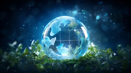 Fototapeta premium Lush Greenery Encapsulated in a Glass Globe