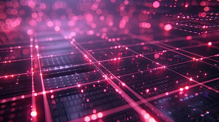 Fototapeta premium Abstract digital grid with glowing nodes