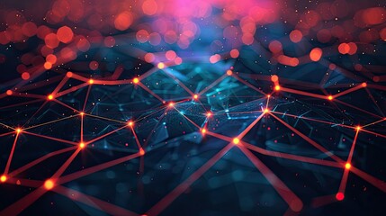 Abstract digital grid with glowing nodes