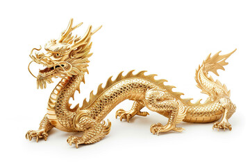 Fototapeta premium A gold dragon is laying on its back with its mouth open