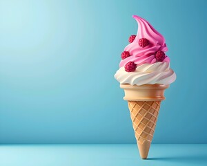 Delightful Cartoon Ice Cream Cone with Playful Toppings and Copy Space