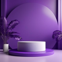 3d render of purple product podium