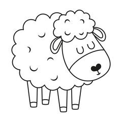 outline cute sheep isolated