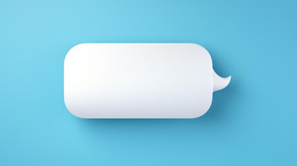 Unique image of hand holding blank speech bubble on blue background, perfect for adding custom text or design.