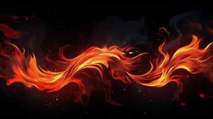 Fototapeta premium Dark background with fiery flames.