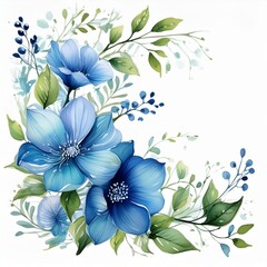 blue watercolour flower corner
