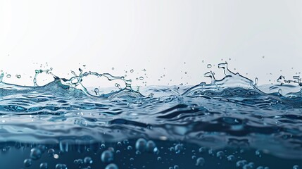 Water wave, splash of water on light blue background, high resolution photography.