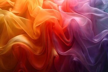 Obraz premium Colorful Fabric Waves - Vibrant Multicolored Textile Background for Design