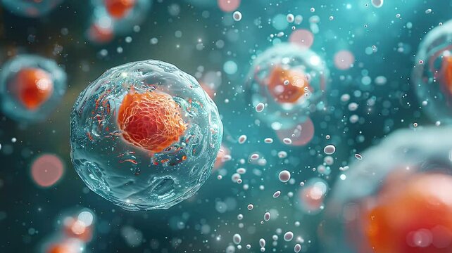 3d rendering microscopic view of human egg cells  