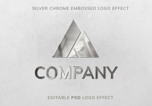 Silver Chrome Embossed Logo Effect