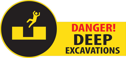 Deep excavations warning notice sign vector.eps