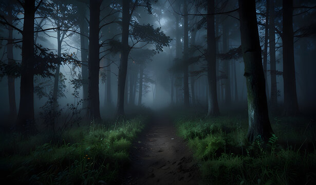 A gloomy mystical forest