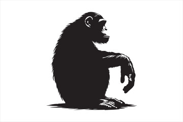 Fototapeta premium Chimpanzee Vector silhouette image