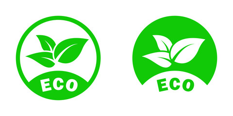 Vector illustration of eco leaf icons in green, suitable for environmental and organic designs.