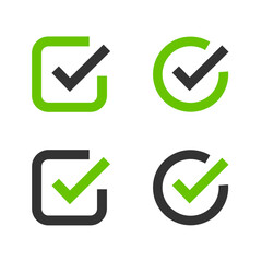 Checkmark icon. Tick or check mark symbol set. Vote, success, ok, yes, done. Easy editable vector design.