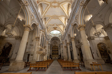 Fototapeta premium MODICA, ITALY, JUNE 23, 2023 - Inner of the cathedral of Saint George in Modica, province of Ragusa, Sicily, Italy