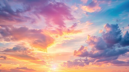 Obraz premium Vibrant Sunset Sky with Dramatic Clouds