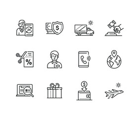 Flat icons set of seo optimization, web development, digital marketing, network technology, cyber security and productivity icons.