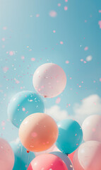 colorful balloons bright sky background