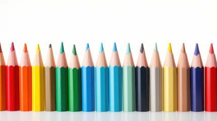 Vibrant color pencils on white background