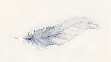 Obraz premium Minimalist Outline of a Feather with Flowing Lines and Sleek Modern Design on White Background