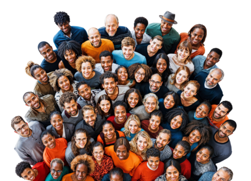A Tapestry of Togetherness: A Celebration of Diversity and Unity. A Bird's Eye View of Harmony. a diverse group of people, united in joy and teamwork.