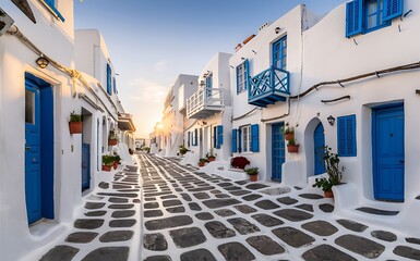 narrow street in the old town of island country