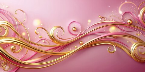 Pink and gold swirls creating an elegant and sophisticated design, swirls, pink, gold, abstract, elegant, luxury, feminine