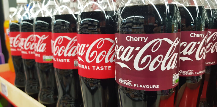 Krusevac, Serbia 24.06.2024 Coca Cola drinks in Maxi supermarket
