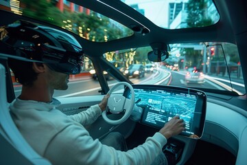 futuristic electric car of the future, technology concept