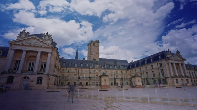 Time lapse of the historic center of Dijon, the capital of Burgundy. Timelapse of the old town. Ancient knowledge and hotels of the middle ages have been preserved to this day