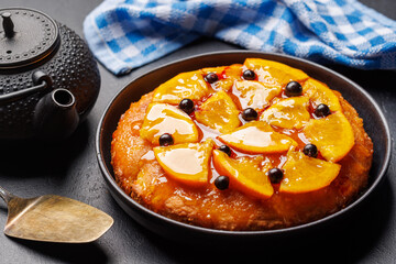 Sweet cake with orange slices