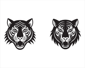 Fototapeta premium A tiger face in a black and white pattern - created with Generative AI technology