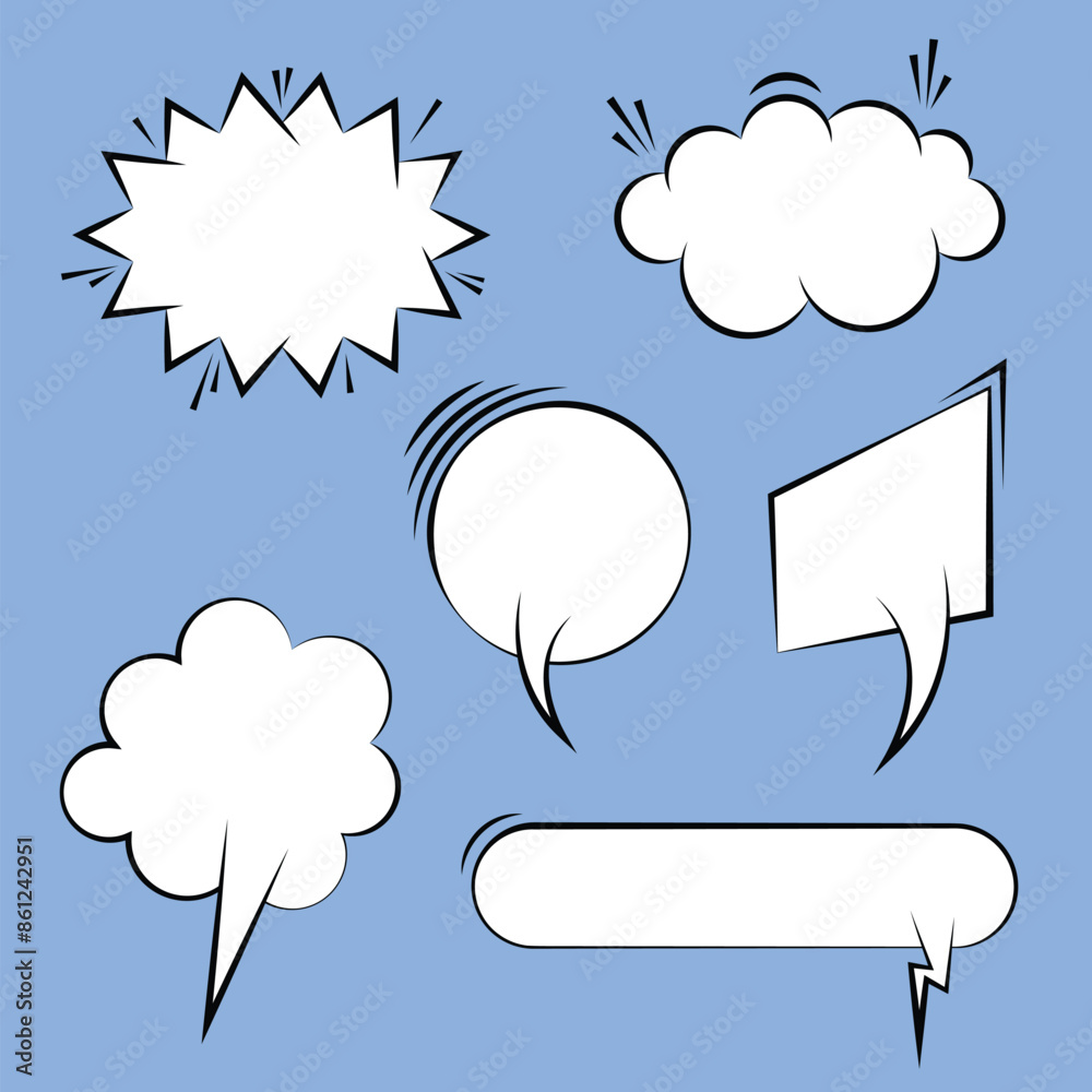 Poster Set of message bubble. Comic empty text bubble set. empty white blank speech box. speak bubble text, chatting box, message box. vector illustration