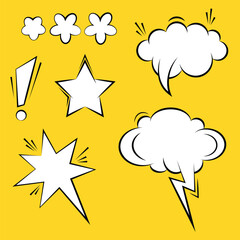 Set of retro empty comics speech bubbles. comics book blank template. speak bubble text, chatting box, message box, vector illustration