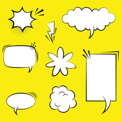 Set of speech bubbles. set of blank comic bubbles and elements. chat boxes shapes. speak bubble text, chatting box, message box. vector illustration