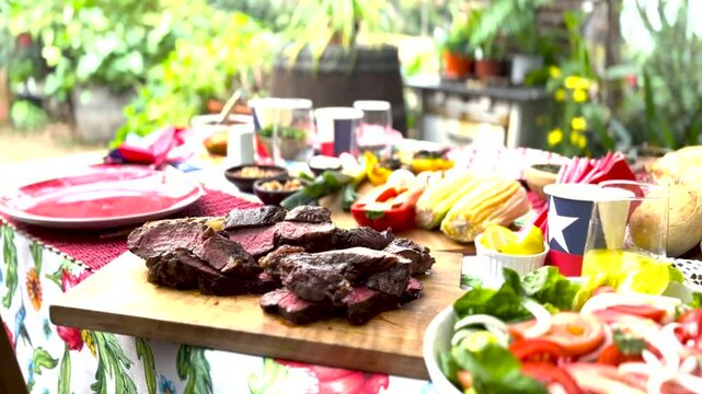 Fiestas patrias Chile national day set grill flags meat