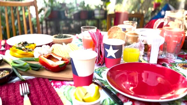Fiestas patrias Chile national day set grill flags