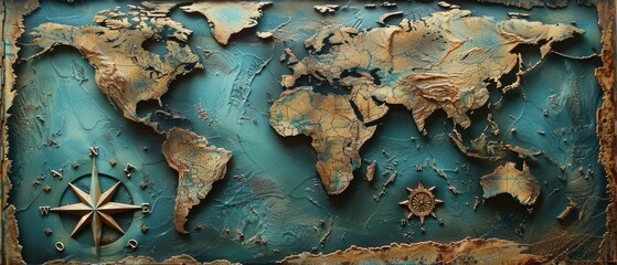 Vintage old sea map background