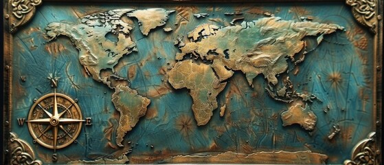 Vintage old sea map background