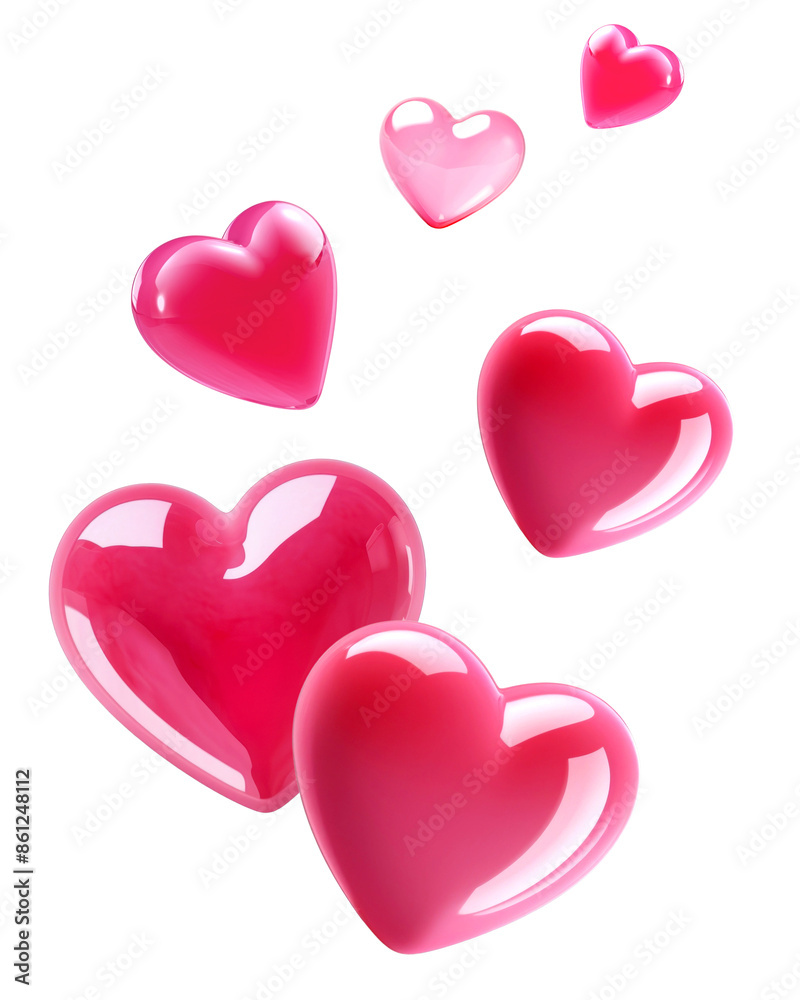 Canvas Prints 3d red heart png element set on transparent background