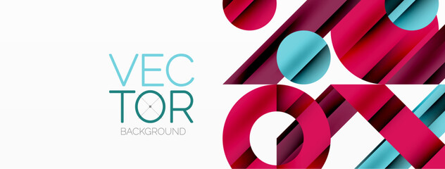 Circle and line geometric background. Round shapes with diagonal lines composition for wallpaper, banner, background or landing