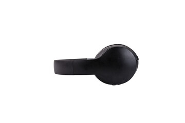 Wireless headphones in black with silver accents. Transparent background. PNG